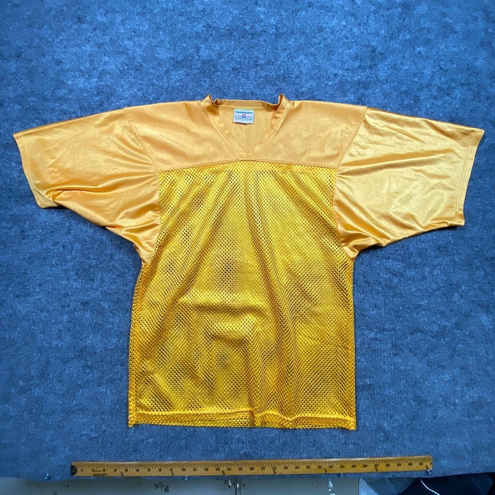 Teamwork Athletic Apparel‎ Mens Vintage Gold Mesh Football Jersey Made in USA L